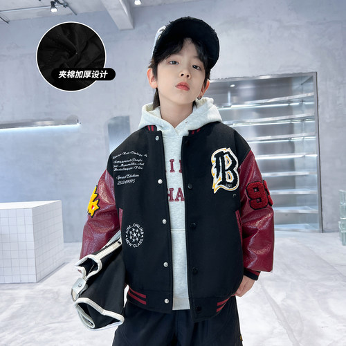 男童冬装加厚保暖棉服外套棒球服