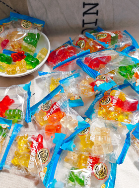 徐福记果汁橡皮糖小熊形花心熊春节年货年会造型橡皮糖果汁软糖