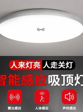 雷达感应吸顶灯物业过道走廊声光控楼梯间红外人体感应天黑自动亮