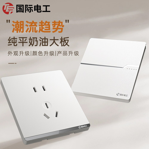 白色哑光面板家用暗装开关插座