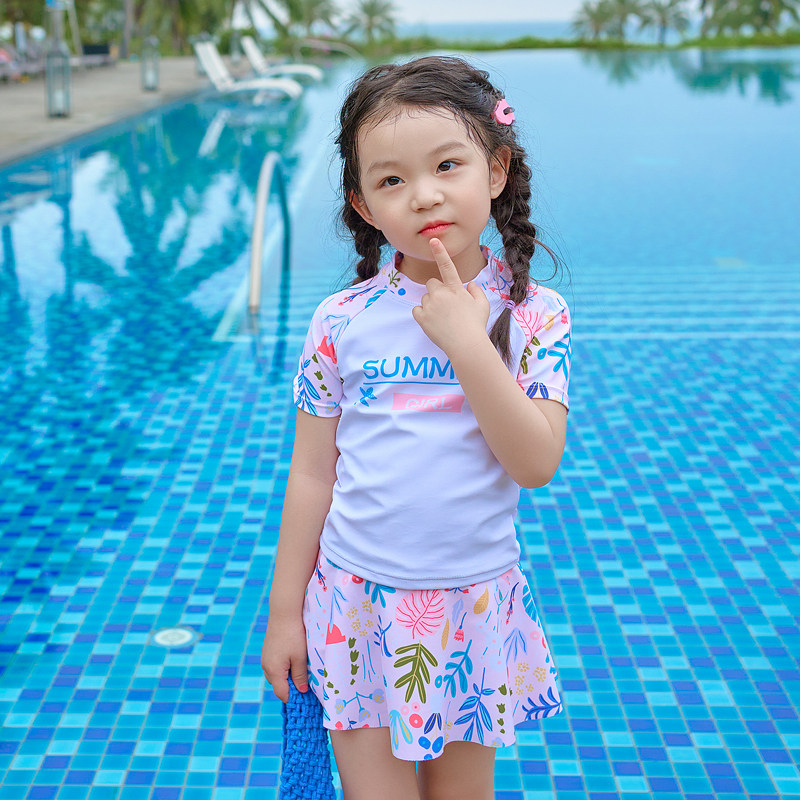 新款儿童泳衣分体女童女孩中小童公主洋气时髦运动休闲海滩泳装
