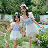 新款 韩系亲子泳衣母女ins风高颜值遮肚显瘦保守女孩洋气家庭装