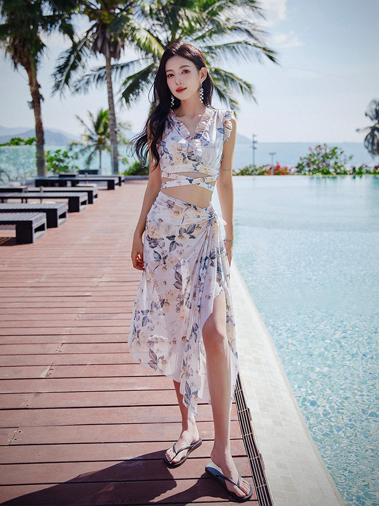 金格尔2422新款时尚性感泳衣女分体泳装特惠运动温泉显瘦三件套
