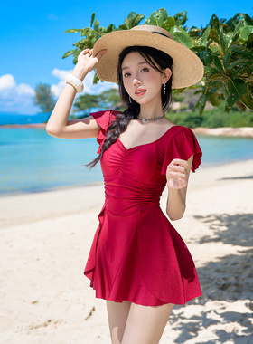 奇海61167新款时尚性感泳衣女连体泳装特惠温泉休闲运动显瘦裙式