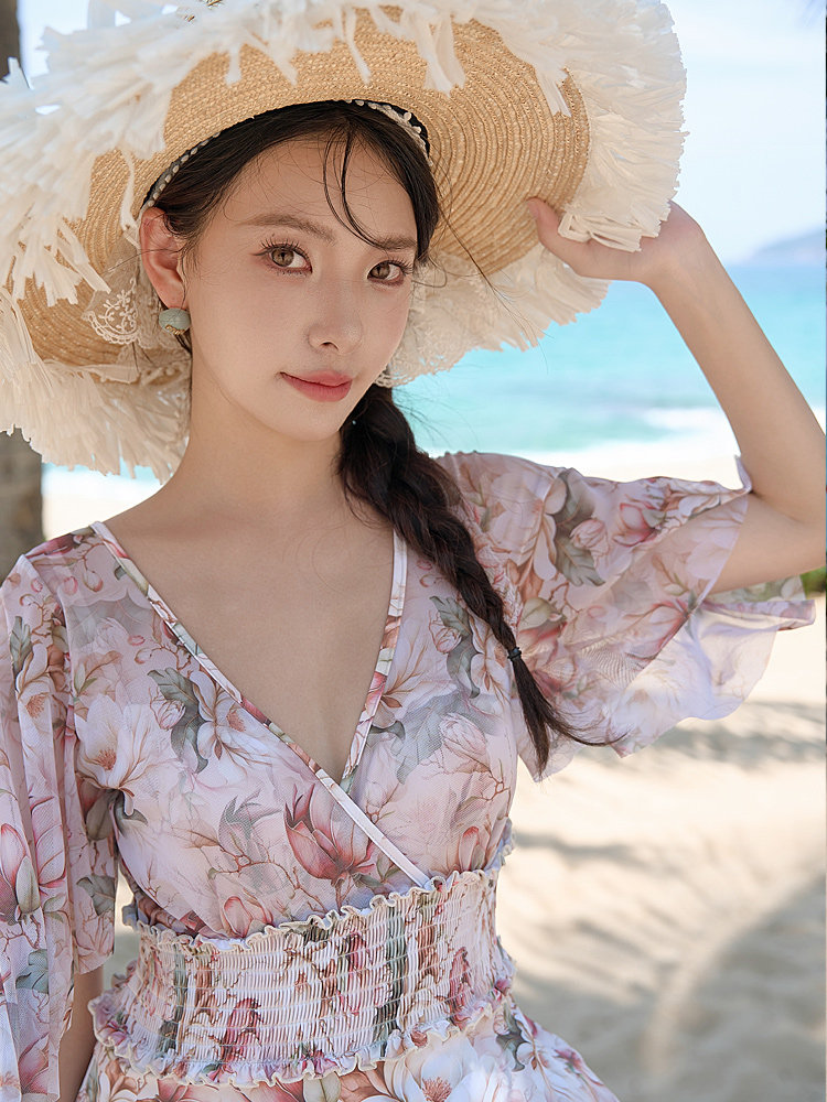 奇海61193小宜定制法式复古度假风连衣裙女夏2024新款海边沙滩裙