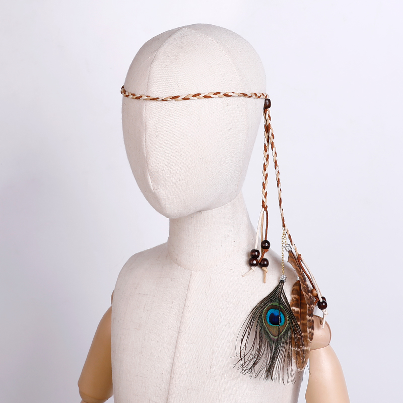 夏小承儿童头绳西域风异域风羽毛发带配饰男童汉服唐装圆领袍头饰