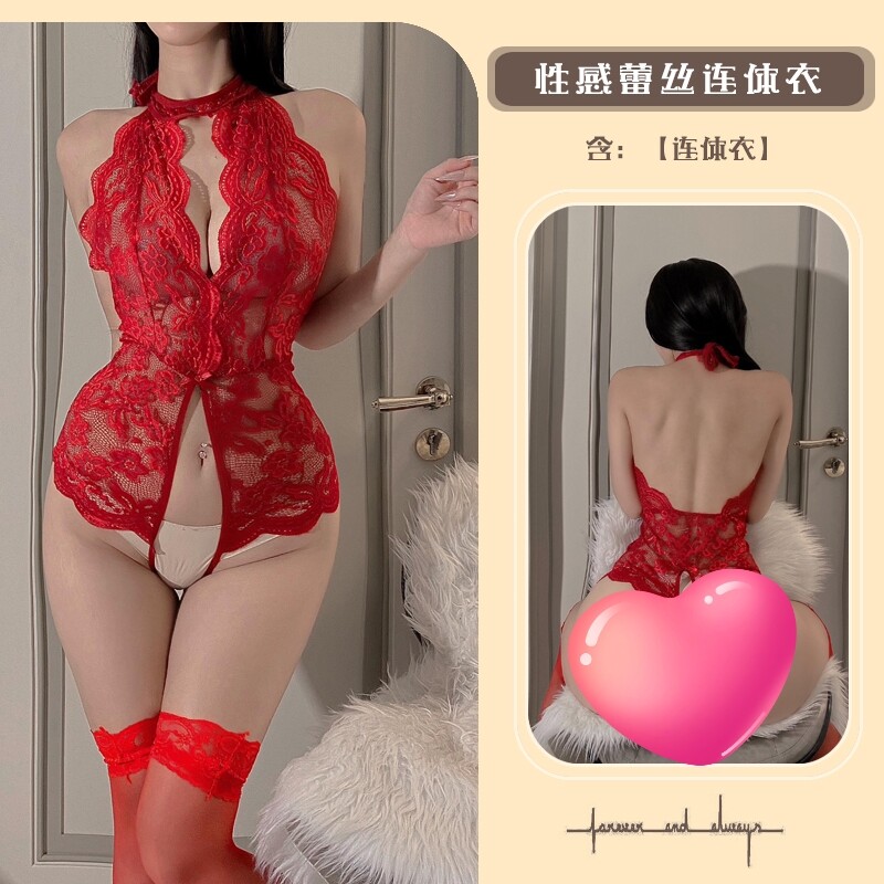 섹시한 속옷 얼음 실크 잠옷 레이스 작은 가슴 투명 벗을 필요 없음 순수한 정욕 멜빵 섹시한 잠옷 여성용 푸시 업 점프 수트