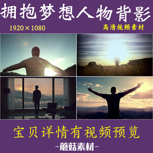 H人物背影视频素材男人女人商务成功人士背影展望未来拥抱梦想素