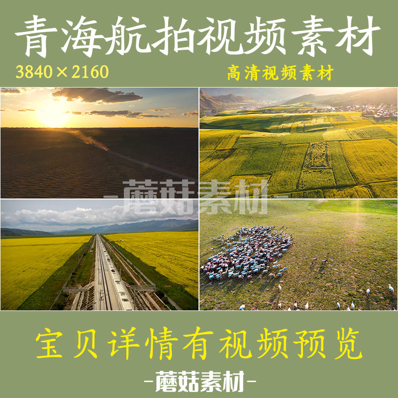 H青海视频素材航拍青藏高原自然风景旅游茶卡湖门源油菜花高清视
