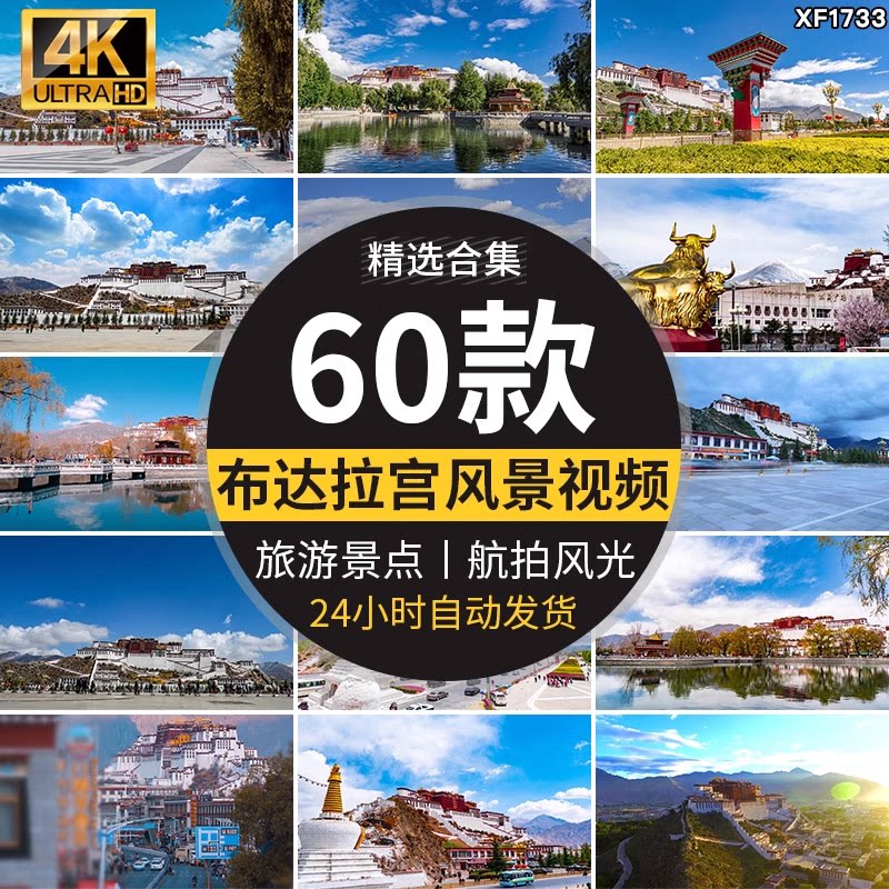 西藏拉萨布达拉宫青藏高原人文藏族自然风景美景航拍实拍视频素材