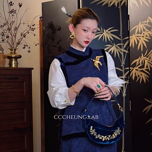 新中式 玉锦堂 马夹气质中长半身裙时尚 套装 V8289 5DD 喜一兮