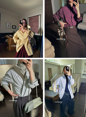 CCCHEUNG12.09晚8 五色选/基础百搭刺绣装饰休闲水洗棉宽松衬衫