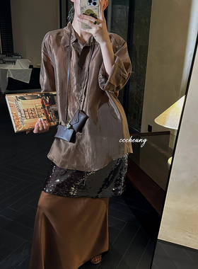 CCCHEUNG 8.23晚8 row风极简四季可穿轻量化通勤珠光宽松长袖衬衫