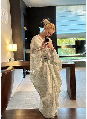 【喜一兮】6.18 盛唐气象新中式汉服改良苎麻印花多种穿法连衣裙