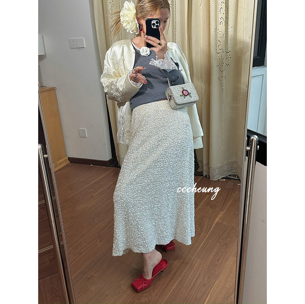 CCCHEUNG 1.10晚8 华丽亮片丝绒半裙