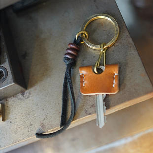 皮珠钥匙扣挂件 日本昭南枥木鞍革厚料纯手工打磨 北美鹿皮绳配饰