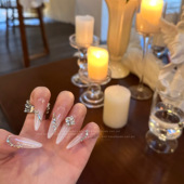 长岛冰茶 Meil Nail 31加长尖圆蜜桃裸色系乳白渐变美甲穿戴甲