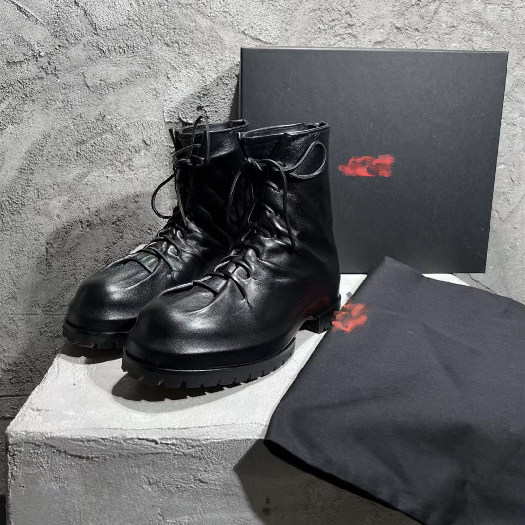 2022SS AUTUMN AND WINTER MODELS 424 HIGH STREET SHEEPSKIN HIGH-TOP CASUAL LEATHER BOOTS COMBINATION SOLE TPU SOLE