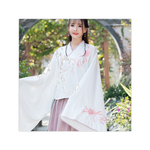 齐腰襦裙汉服女班服春装实拍改良明制汉服女民族风刺绣日常交领两