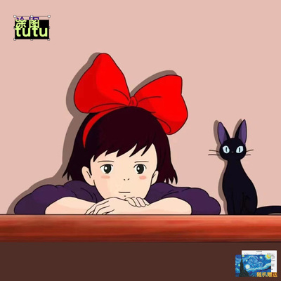 日系二次元动漫魔女宅急便创意车贴后窗贴电动车划痕遮挡C139