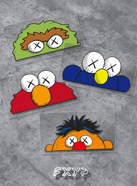 潮牌KWAS卡通电动摩托汽车身箱包雪板划痕遮挡防水防晒贴纸