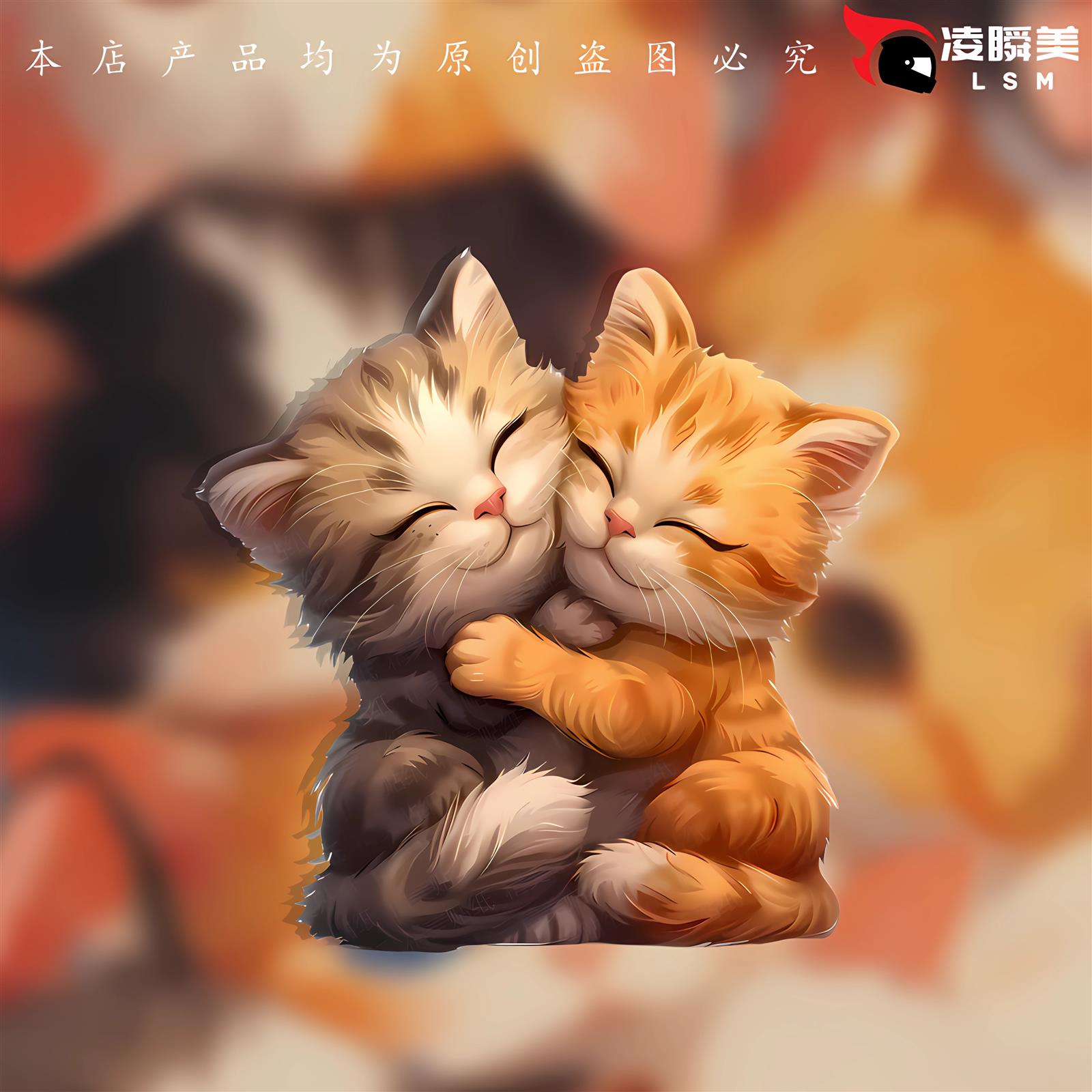 可爱两只小猫小狗贴纸水杯机箱笔记本装饰汽车电动车车身贴画C251