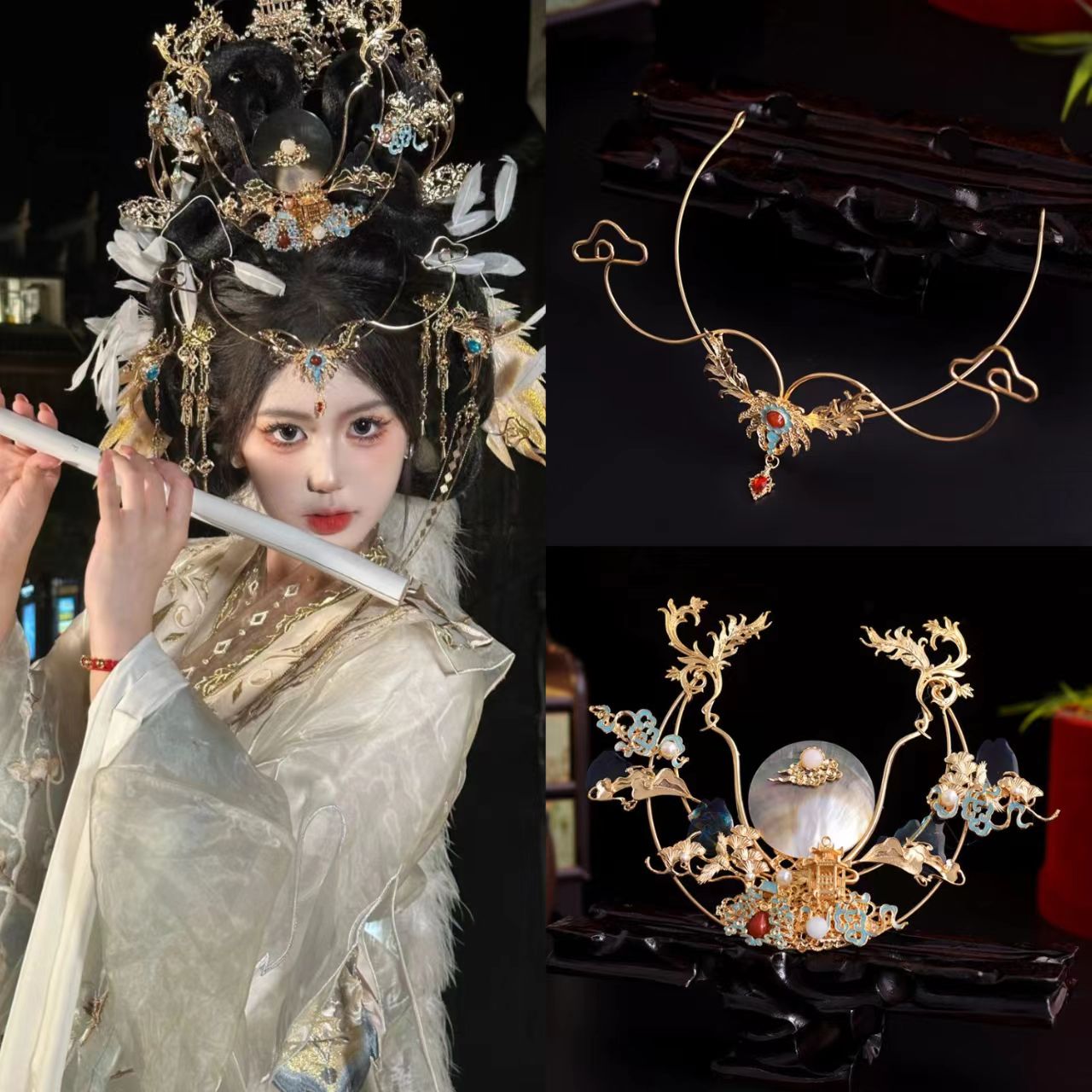 古风汉服孔雀仙子敦煌异域风发饰