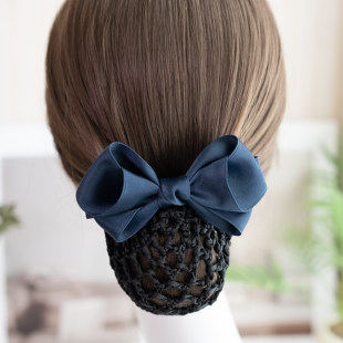 简约素雅职业头花蝴蝶结弹簧夹发网韩版顶夹网兜护士员工作发网