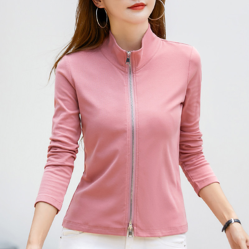 双拉链开衫卫衣外套女春秋装2025新款休闲纯棉立领宽松运动长袖薄