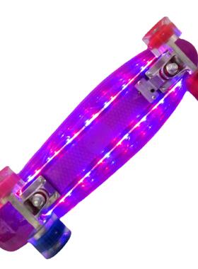 鱼板单翘蕉板四轮滑板男女成代人步刷香街透明闪小光LCL-闪光ED