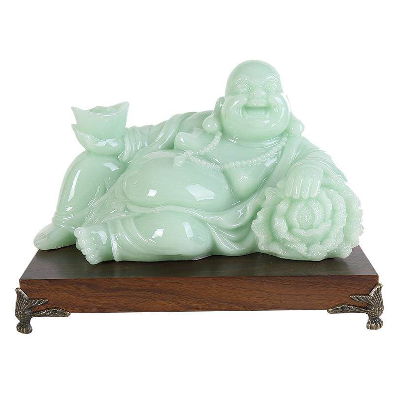 坐拥百财弥勒佛摆件家居客厅装饰品开业办公摆设品树脂工艺品