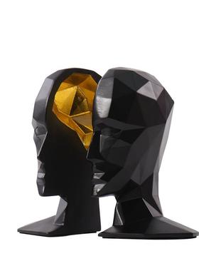 书代简约抽象面具书档软装饰RZ-2020-现品摆房件北欧风格家居样板