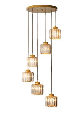 现代简约饰别墅复楼梯间式长吊灯大气水晶金色lot公寓装fLED吊灯