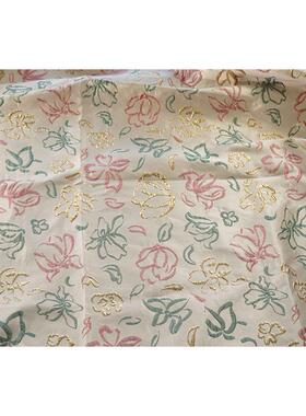 金丝浮花雕挺括凹凸感提面料XL3500女装雅春秋花朵优连裙纯欲包花