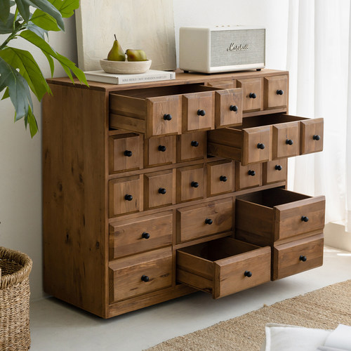 实木斗柜民宿带轮子收纳柜