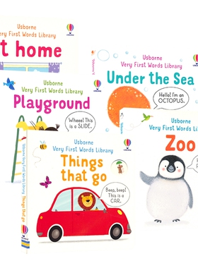 Usborne Very First Words Library 幼儿启蒙图书馆 交通工具 动物园 海底世界 游乐园 家 英语启蒙 词汇学习 洞洞书 英文原版