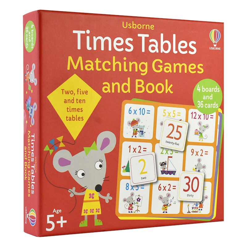 一本乘法书+4个游戏纸板+36张数字卡片