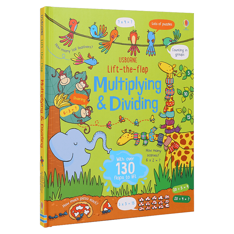 Usborne 原版英文 Lift-the-flap Multiplying & Dividing 乘除法学习技巧翻翻书 儿童早教数学英语启蒙纸板书 英文原版进口图书