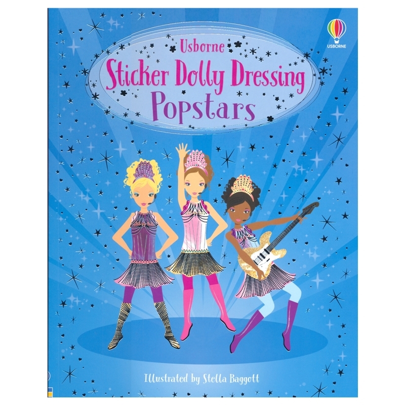 Usborne Sticker Dolly Dressing Popstars 尤斯伯恩 明星娃娃贴纸书 益智游戏 服装搭配 女孩主题 小学生课外读物 英文原版进口