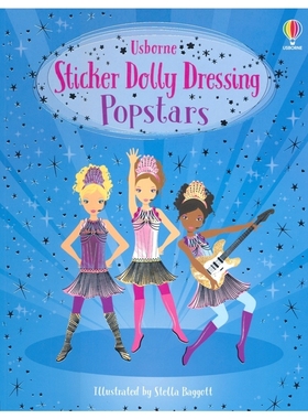 Usborne Sticker Dolly Dressing Popstars 尤斯伯恩 明星娃娃贴纸书 益智游戏 服装搭配 女孩主题 小学生课外读物 英文原版进口
