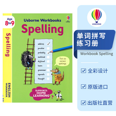 Usborne Workbook Spelling 尤斯伯恩 单词拼写练习册 8-9岁 提高单词能力  单词拆解 英文原版进口儿童图书