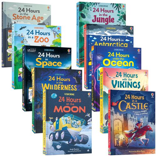 Usborne 24 Hours in the Stone Age Space Jungle 石器时代太空丛林24小时 儿童科普绘本 百科 7-10岁 课外读物 英文原版进口图书