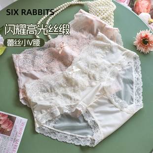 女 女纯棉透气底裆甜美纯欲包臀中腰三角裤 六只兔子3条装 蕾丝内裤