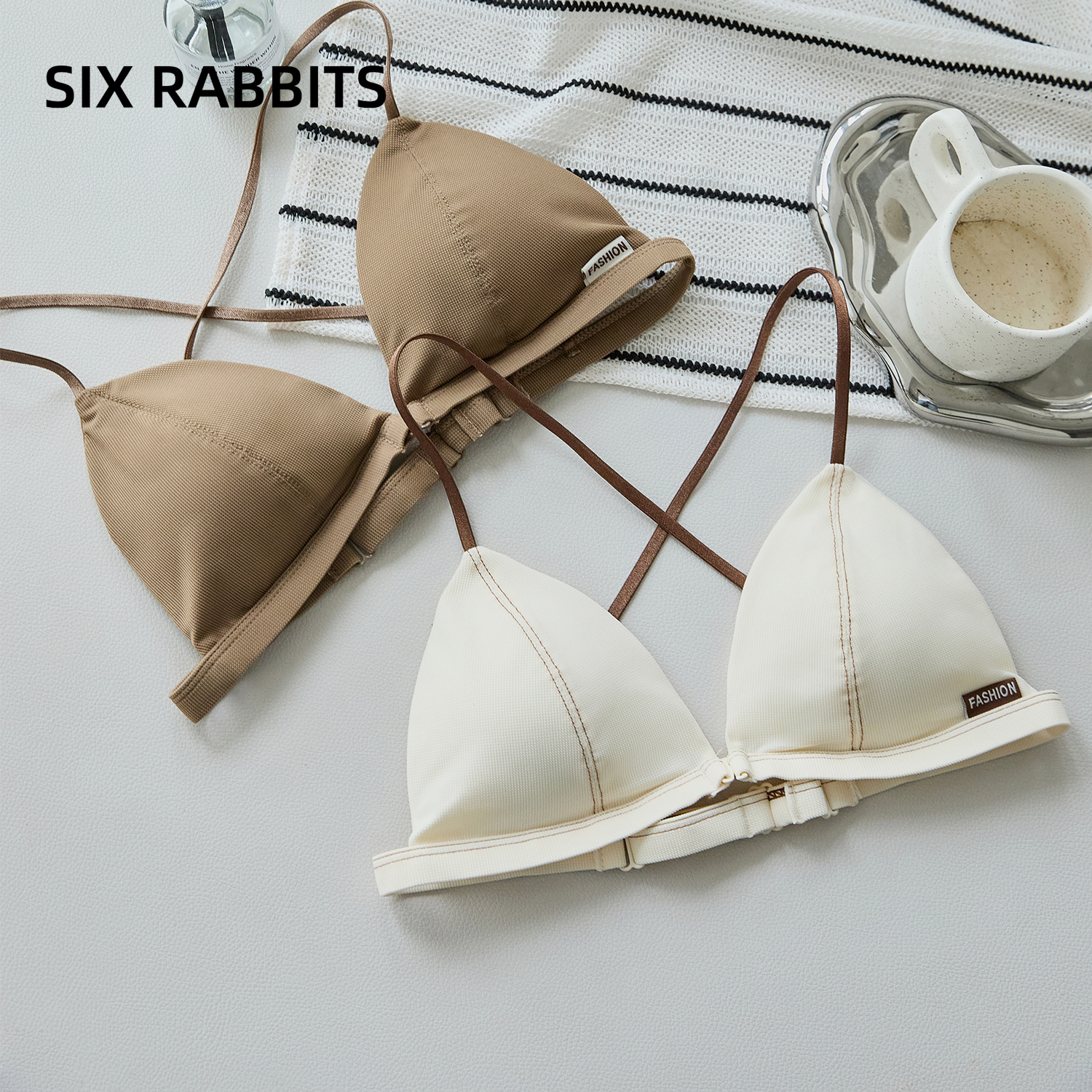 六只兔子细肩带美背三角杯文胸