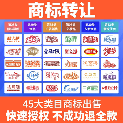 商标转让购买出售1-45类注册精品商标特价品牌R商标转让买卖交易