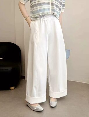 老友BI入！P牌款！宽松松紧腰休闲镰刀阔腿裤女