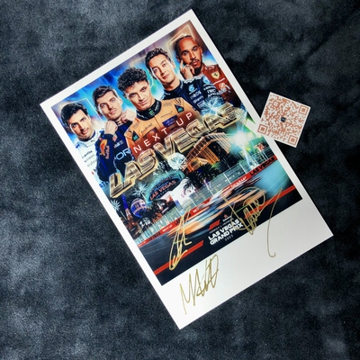 F1 Lando Norris Max Verstappen George Russell 亲笔签名照片
