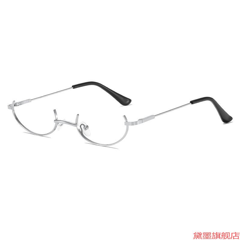 软妹镜框半截带抖音日系无镜片框架眼镜半框黑色无眼睛凹造型圆脸