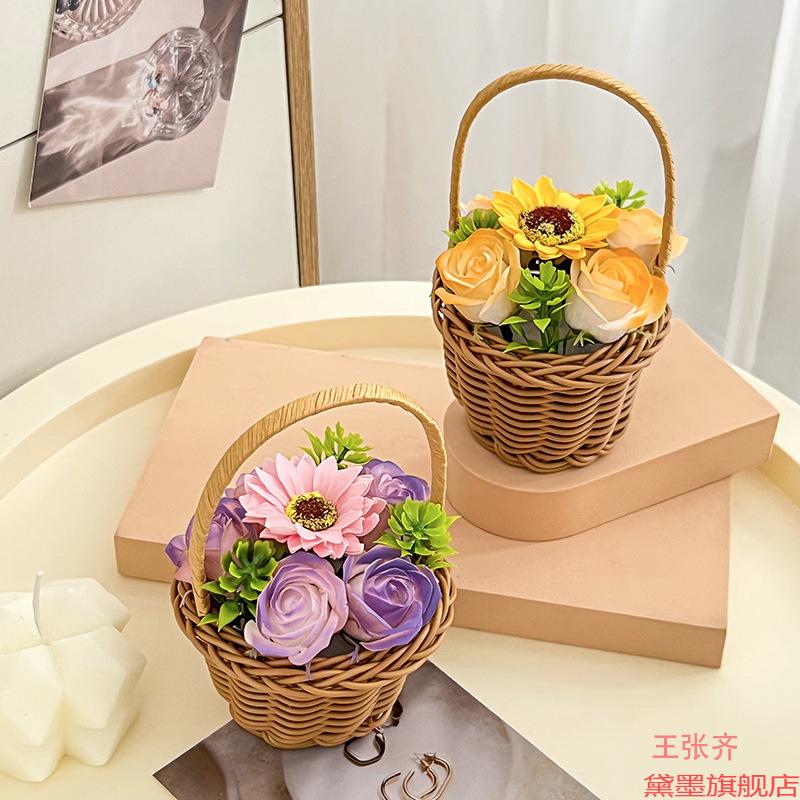 编制迷你花篮防水小花阳台鲜花制作篮筐壁挂篮摆件编插花干花礼物