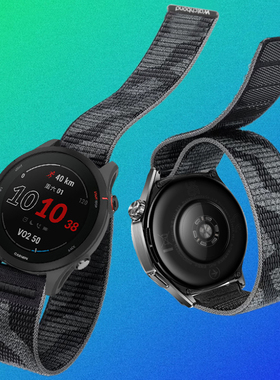 佳明Forerunner255磁高定尼龙编织飞耐时8手表带Garmin 安夺Enduro3/4/Venu Sq2plus智能965/透气链替换配件